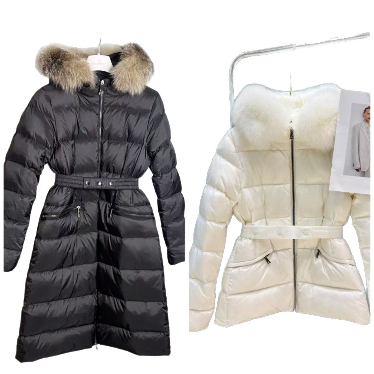 Luxury Slim Fit Goose Breathable Lady Winter Jacket/Coat with a Fur Collar
