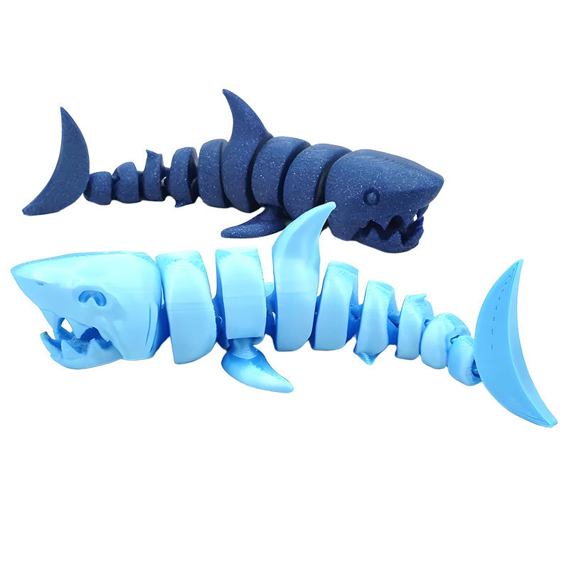 Creative 3D Printed Shark Figurines Cute Animal Ornament for Movable Joint Activity Models Toys