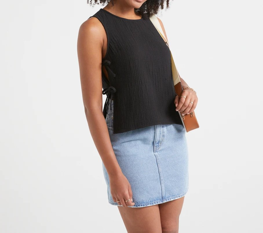 Side-Tie Sleeveless Blouse Textured Tank Top