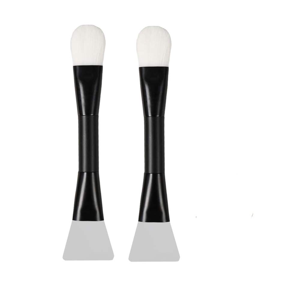 2pcs Double-ended Silicone Fan Brush Soft Face Mask Applicator For Beauty Used With Concealer