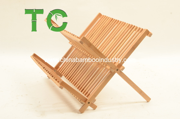 Wholesale 2 Tier Bamboo Dish Drying Rack Dish Drainer Collapsible Dish Drying Rack