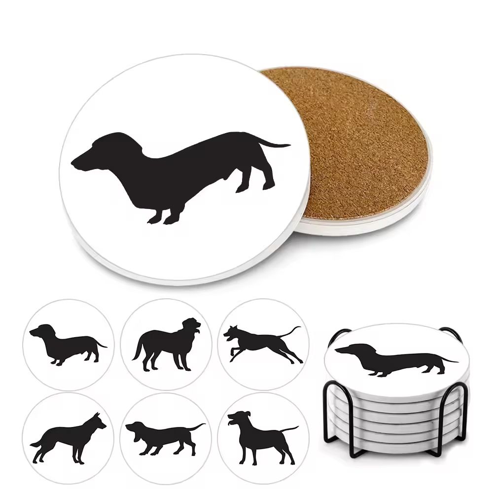 Hot Sale DIY Printable Cork Back Round Absorbent Anti-Slip Drink Dog Coffee Mug Tea Cup Ceramic Coasters Mat