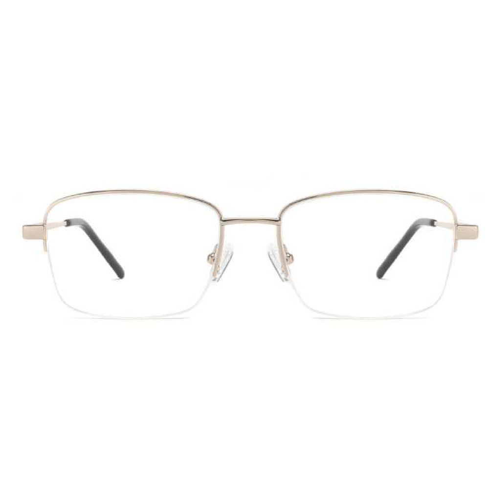 Vm-4577 Matte Gold Half-Rim Glasses with Comfort-Grip Temples- Sleek