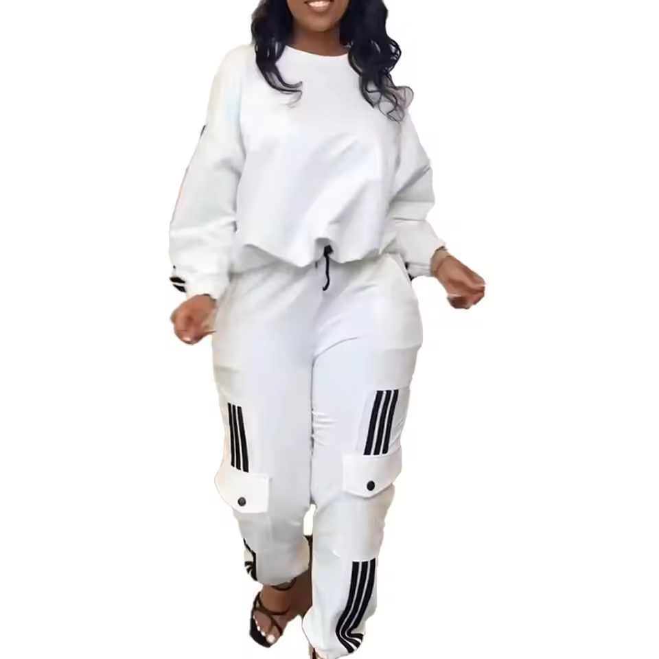 Long Sleeve Casual Women 2 Piece Cargo Pants Jogger Set Women Private Label