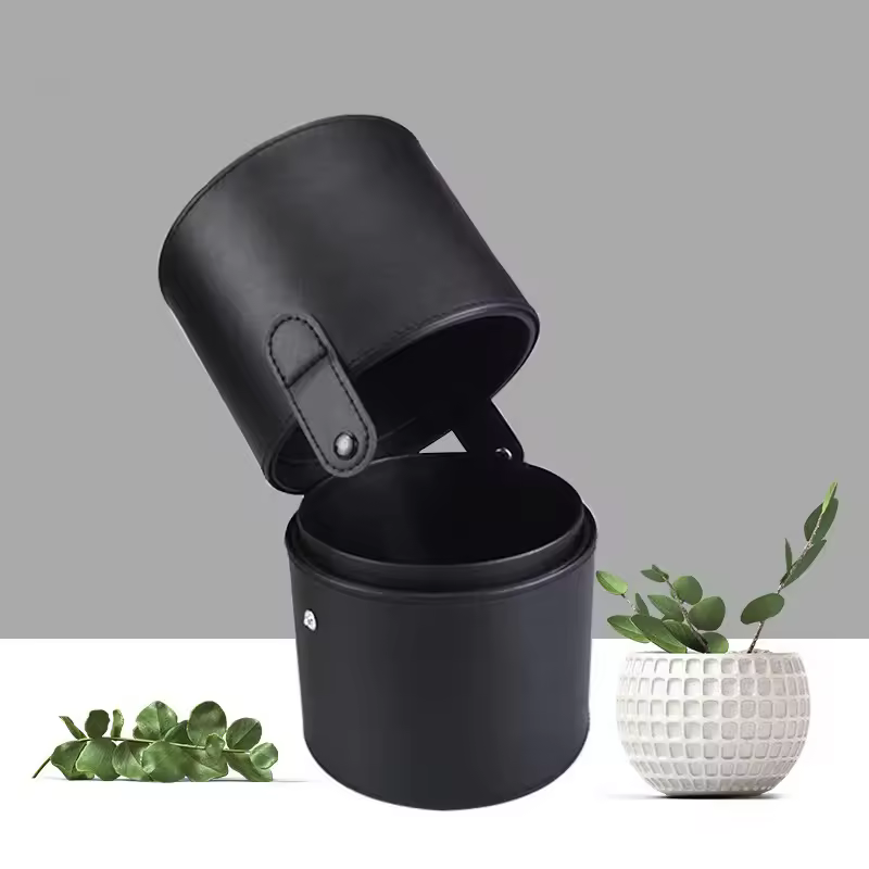 High Quality Luxury Barrel Super Big Makeup Brushes Set Pu Leather Bucket Classic Black Pink Custom Private Label Cosmetic Tools