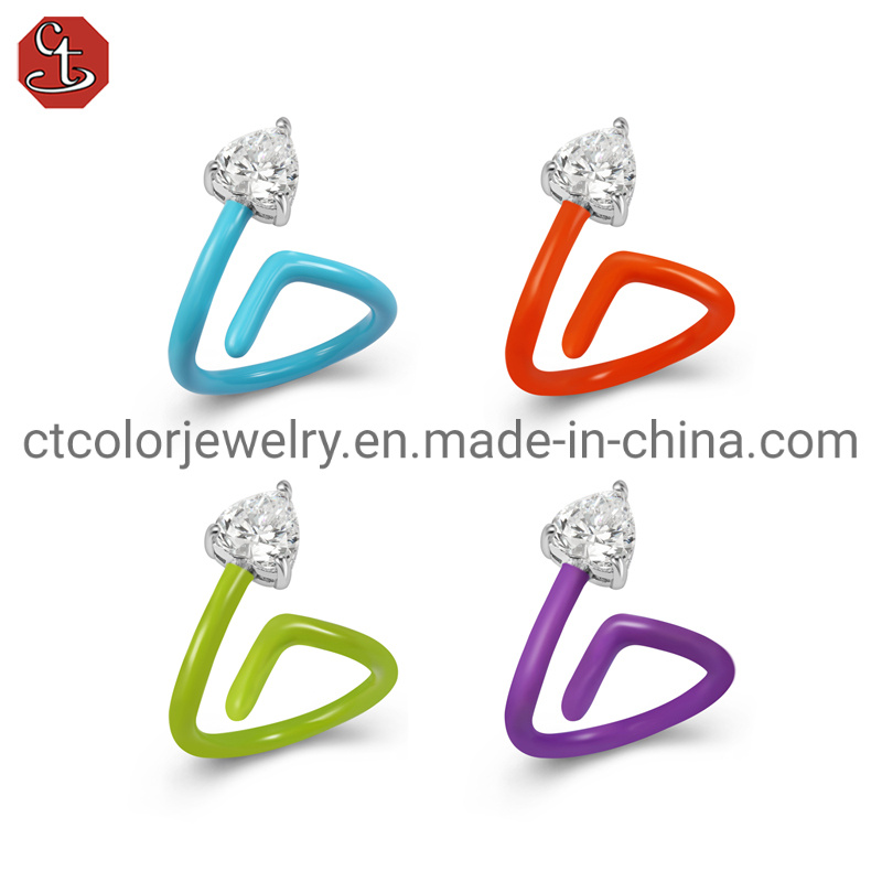 Fashionale Creative Adjustable Color Enamel Silver and Brass Ring Jewelry