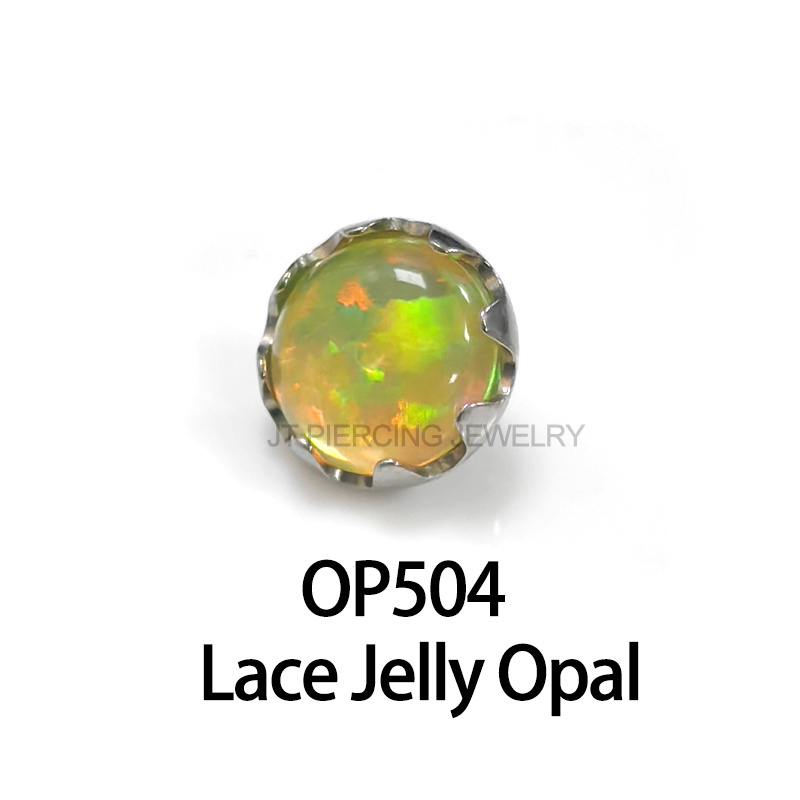 Hot Sale Body Piercing Jewelry Labret Top Titanium 16g Jelly Opal Lip Ring Top Earring