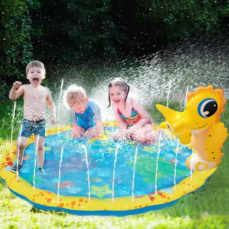 Outdoor Seahorse Sprinkler Mat For Children Cross-border Water Play Toy For Home Lawn Underwater World Spray Mat Toy