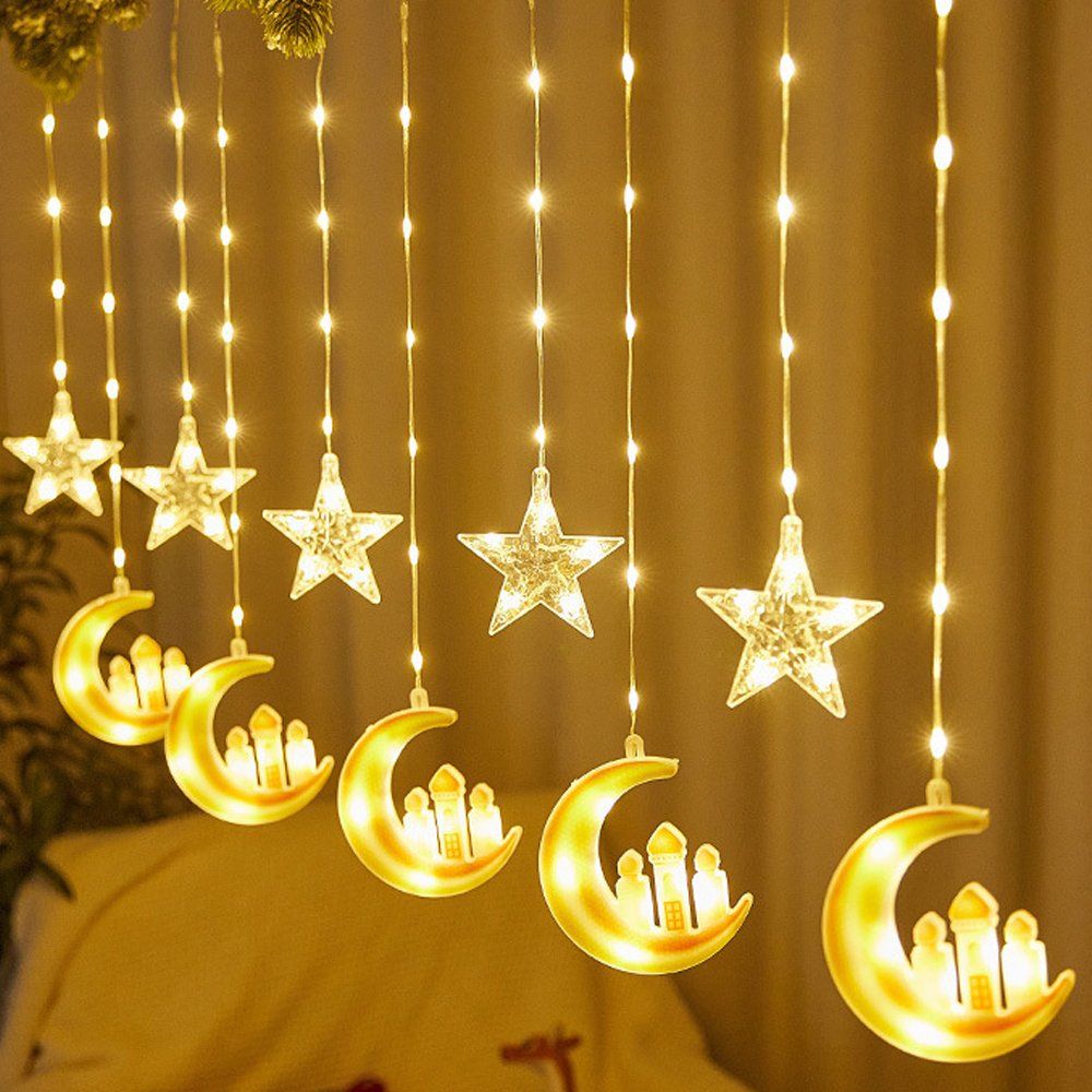Star Moon Fairy Tale LED String Lights Hanging Pentagram Castle for Christmas Ramadan Festival for Middle East Decorations