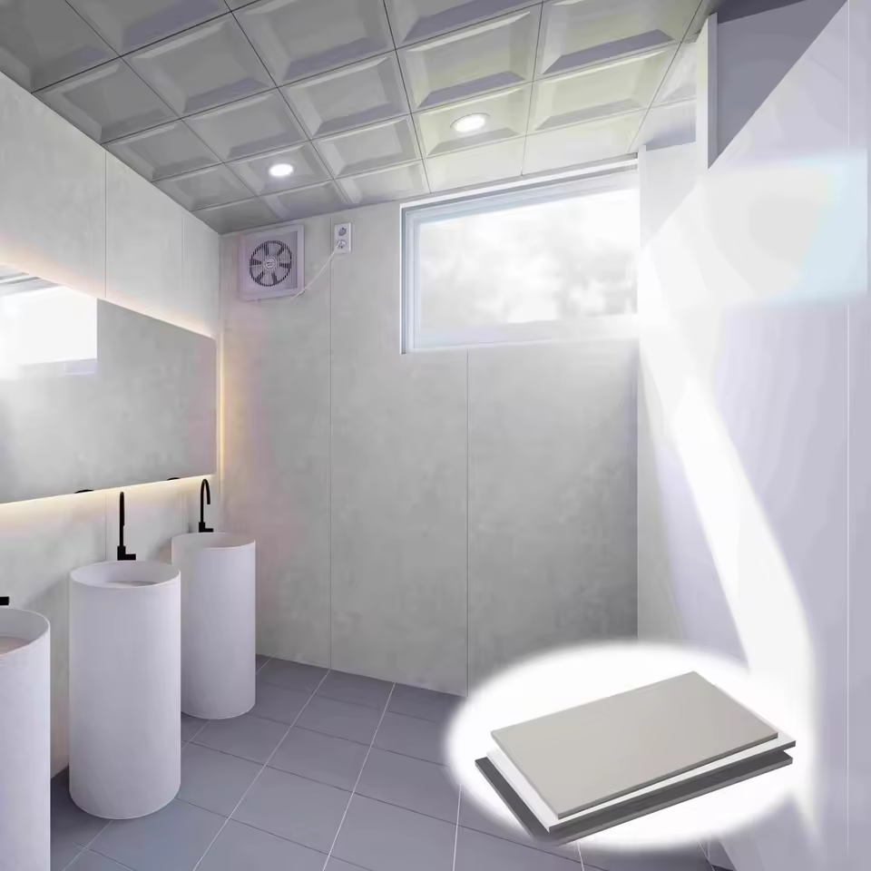 Oem Odm Pvc Panel With Modern Geometric Design Fireproof Wall Panel For Office Home Studio Bathroom Interiors Villa 190*145(mm)