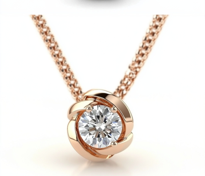 Latest Design High Quality Jewelry 14K Gold Plating Single Moissanite Pendant Necklace for Lady