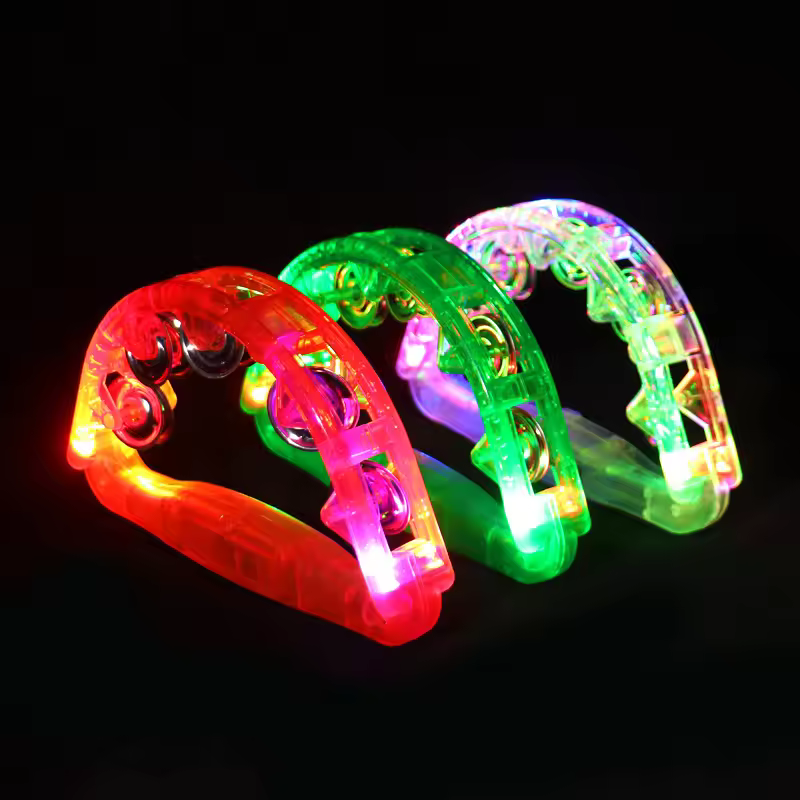 Wholesale Led Music Flashing Tambourine Colorful Hand-held Light Up Toys Bar Party Cheer Atmosphere Hand Shake Flash Bell