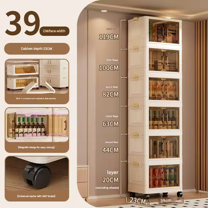 Wholesale 5 Layer Collapsible Foldable Storage Cabinet Plastic Snack Cabinet Children's Clothes Toys Storage Locker