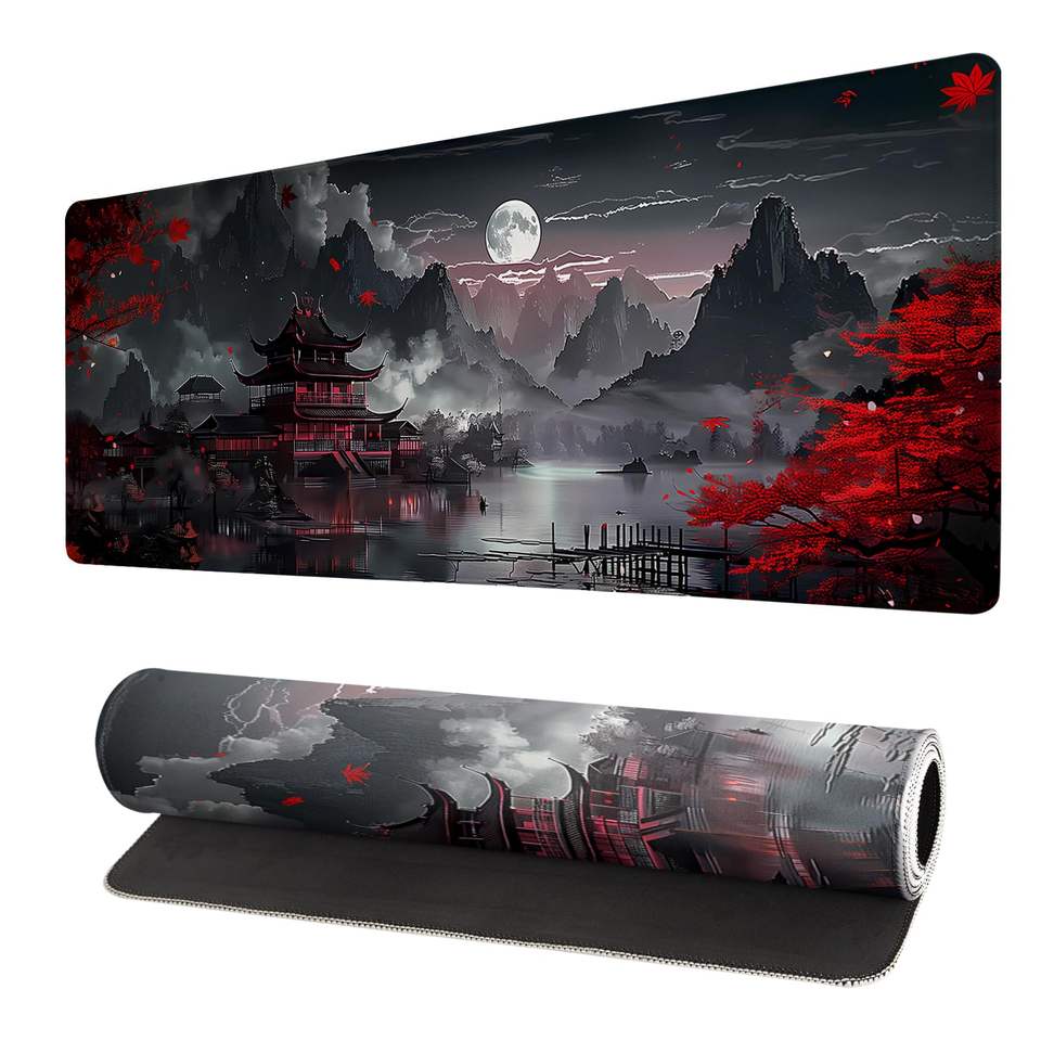 Low Moq Custom Dimensional Japanese Pattern Gaming Mouse Pad Natural Non-slip Rubber Base Waterproof Keyboard Pad Office Home