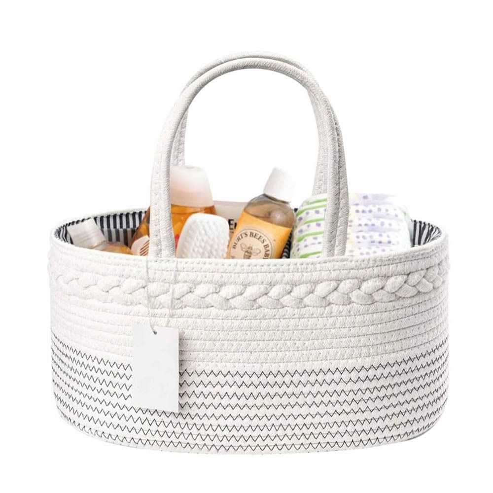 Professional Manufacturer's Simple Style Cotton Rope Diaper Caddy Organizer for Mommy Bag Nursery Storage