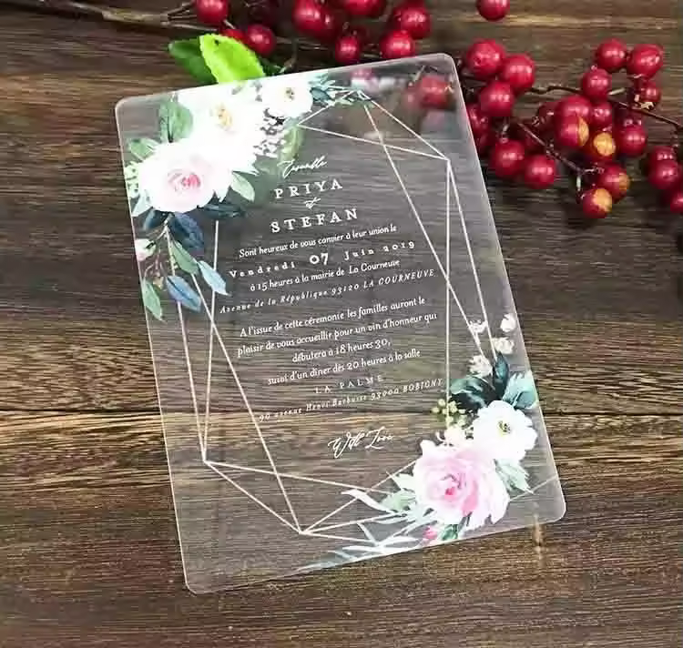 China Manufacturer Wedding Invites Acrylic Destination Wedding Invitations With Free Design
