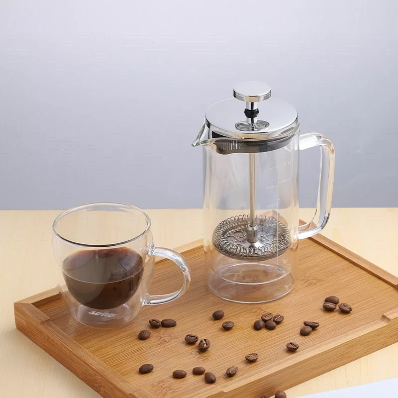 Glass Coffee Pot, Borosilicate Glass French Press Double Wall Coffee Maker