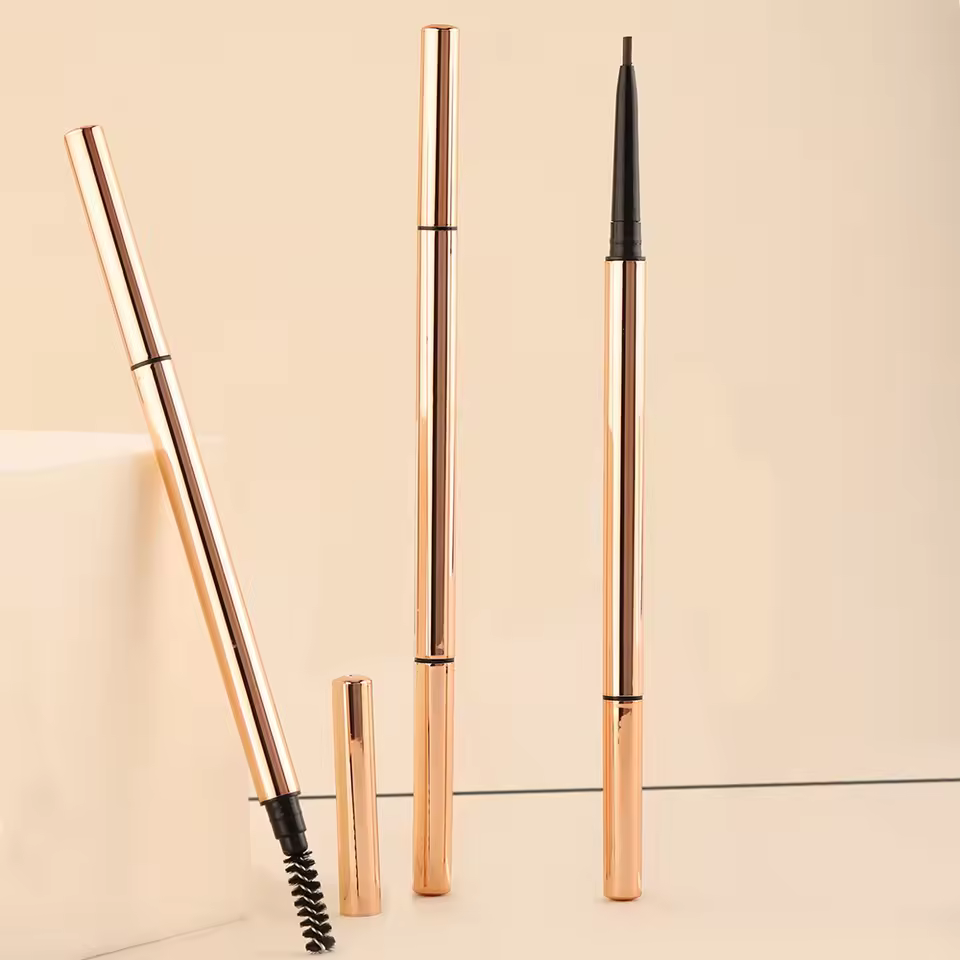 Wholesale Vegan Rose Gold Eyebrow Pencil Waterproof Eye Brow Pencil With Soft Brush
