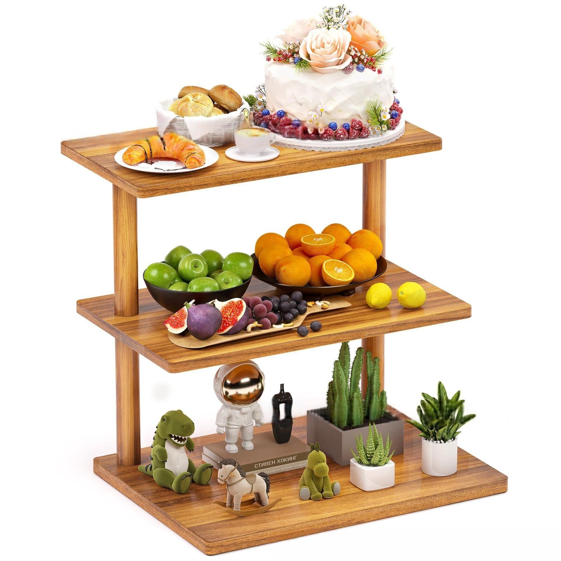 High-End Wooden Fruit Tray Rack Storage Box for Elegant Home Decor and Utility