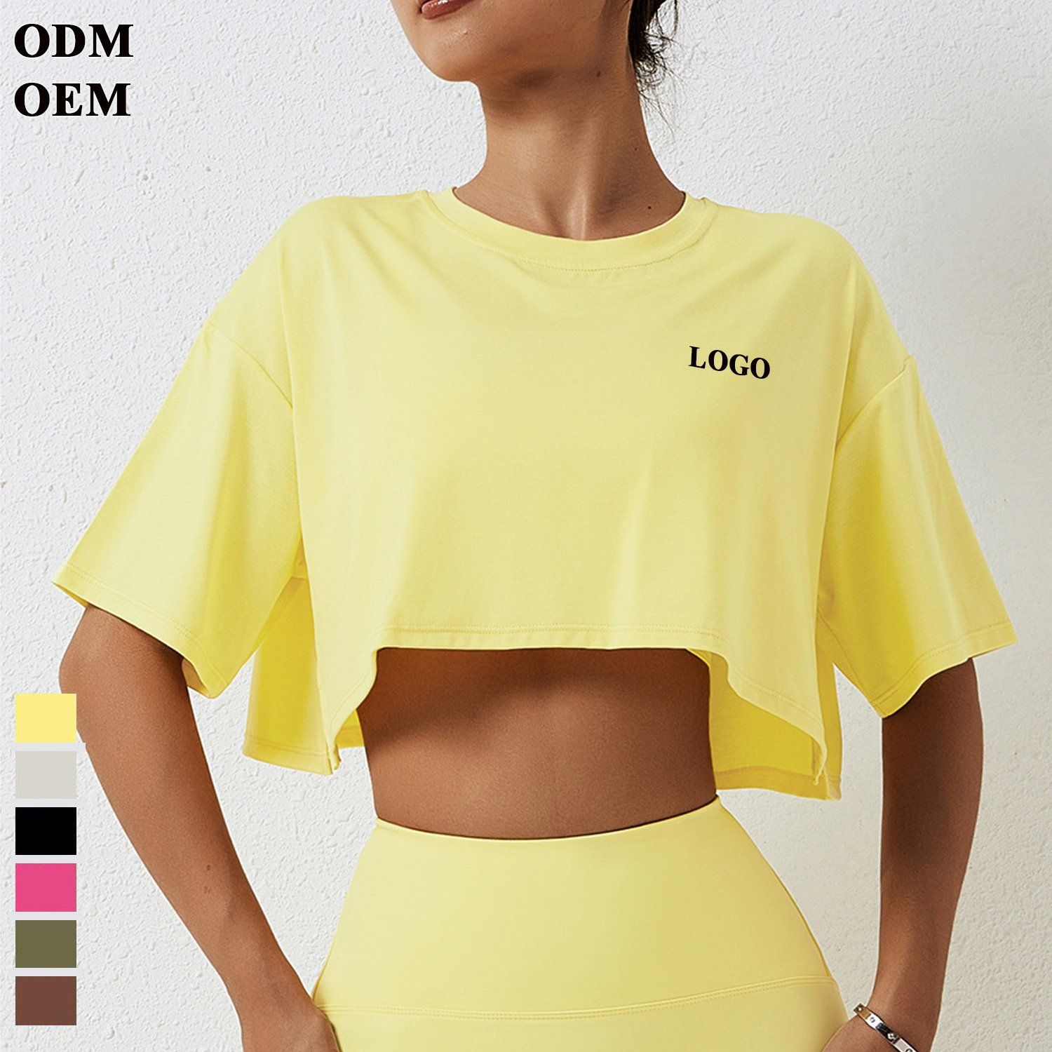 Wholesale Short Sleeve Yoga T-Shirt Eco-Friendly Fabric Loose Crop Top