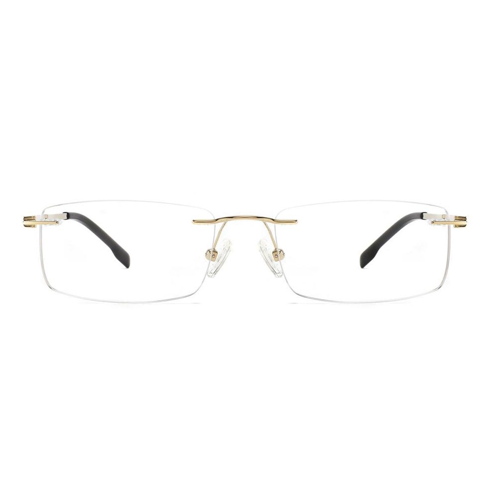 Tc-009 Sleek Gold Titanium Rimless Eyeglasses Elegant Rimless Optical Frames