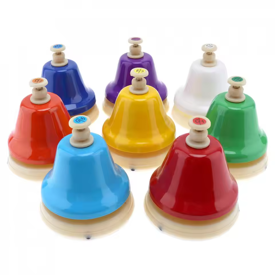 8pcs/lot Colorful Hand Bell Set Musical Instrument Musical For Children Baby Early Education Hand Bell