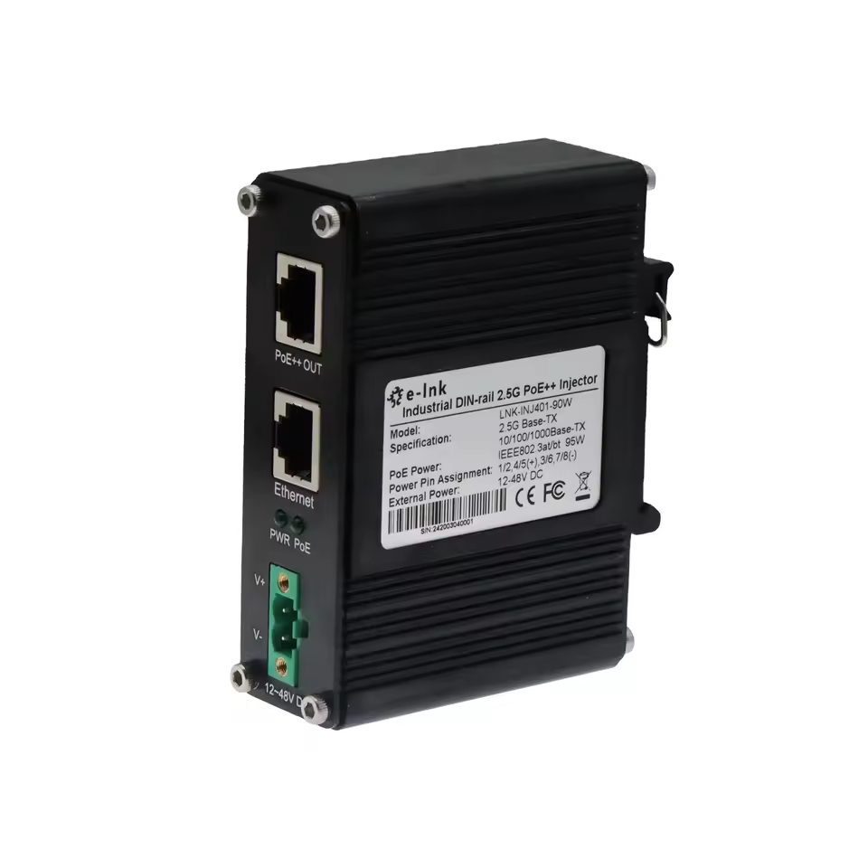 Wholesale Industrial Poe Injector 2.5g 802.3bt 95w Industrial Din Rail Power Ethernet Injector Adapter 12~48v Dc Input Outdoor