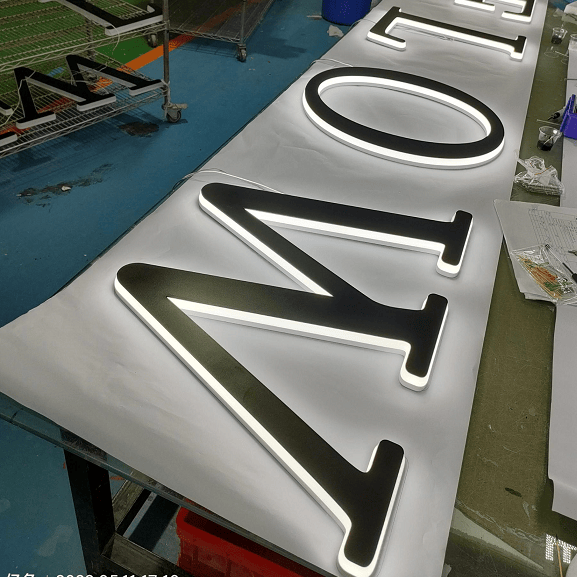 Side Lit Lettering with Full Lit Plastic Sign for Business Advertising