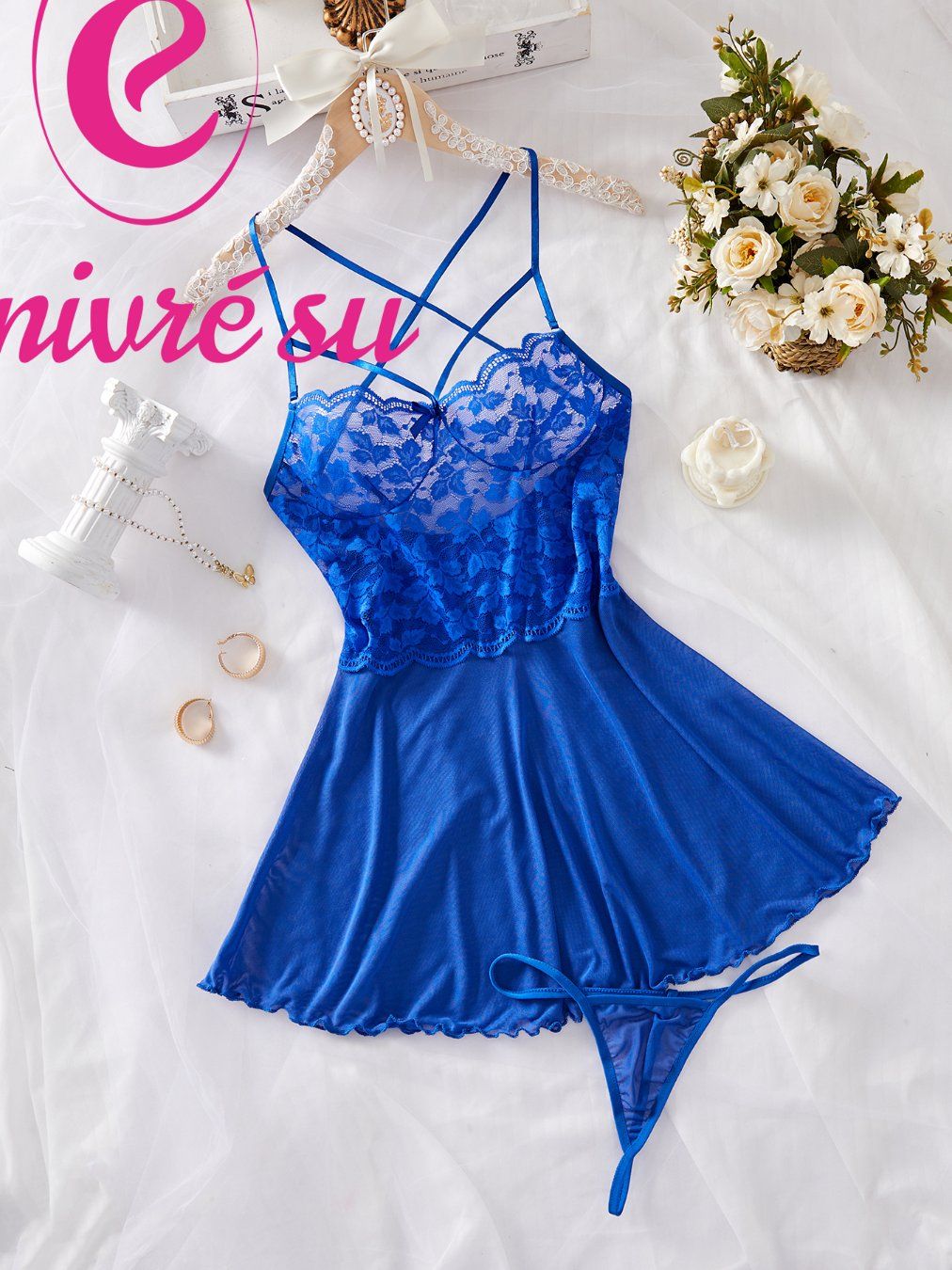New Hot Selling Female Erotic Lingerie Women Nightdress Thong Set Sexy Sleepwear Lace Lingerie Sexy Lingerie for Women