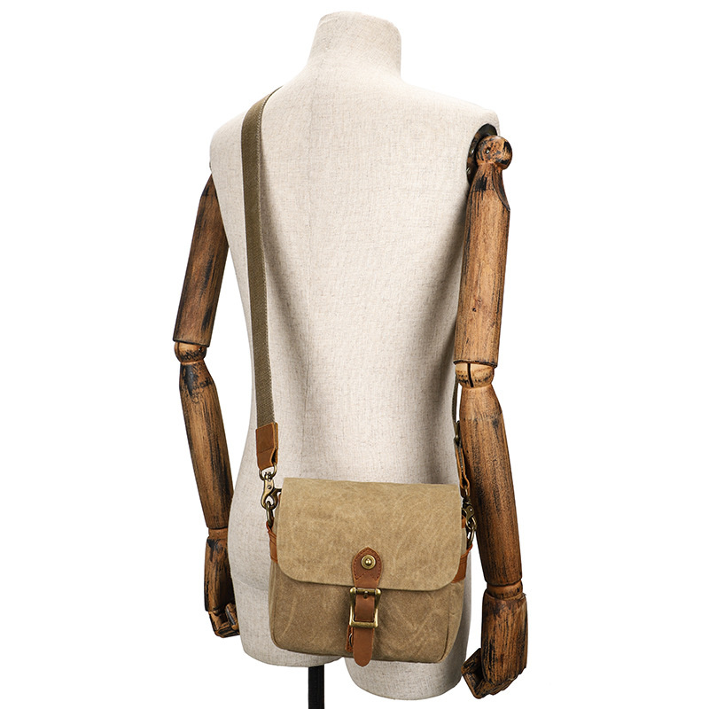 Canvas Leather Single Shoulder Crossbody Bag Casual Photography Waterproof Inner Liner DSLR Camera Bag