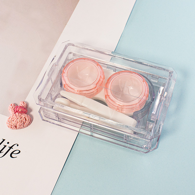 Fashion Square Contact Lenses Case Clearly Transparent Contact Lens Container with Removal