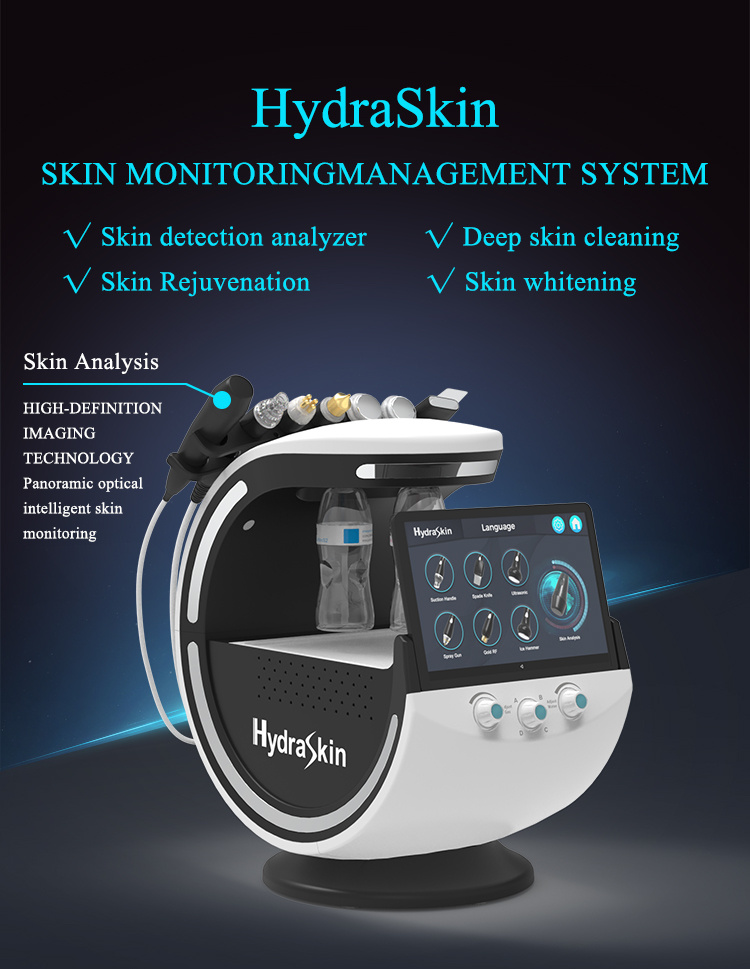 Latest 7 in 1 Hydro Facial Beauty Machine with Oxygen Jet Peeling Ultrasound Radiofrequency Cold Hammer Vacuum Cleanser