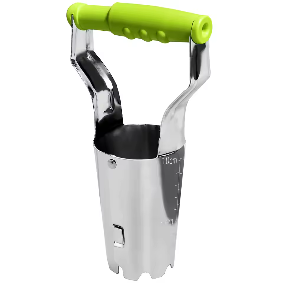 Sturdy Stainless Steel Gardening Bulb Transplanter Tool Pp Handle Galvanized Soil Release Depth Mark Planting Stock Weeding Diy