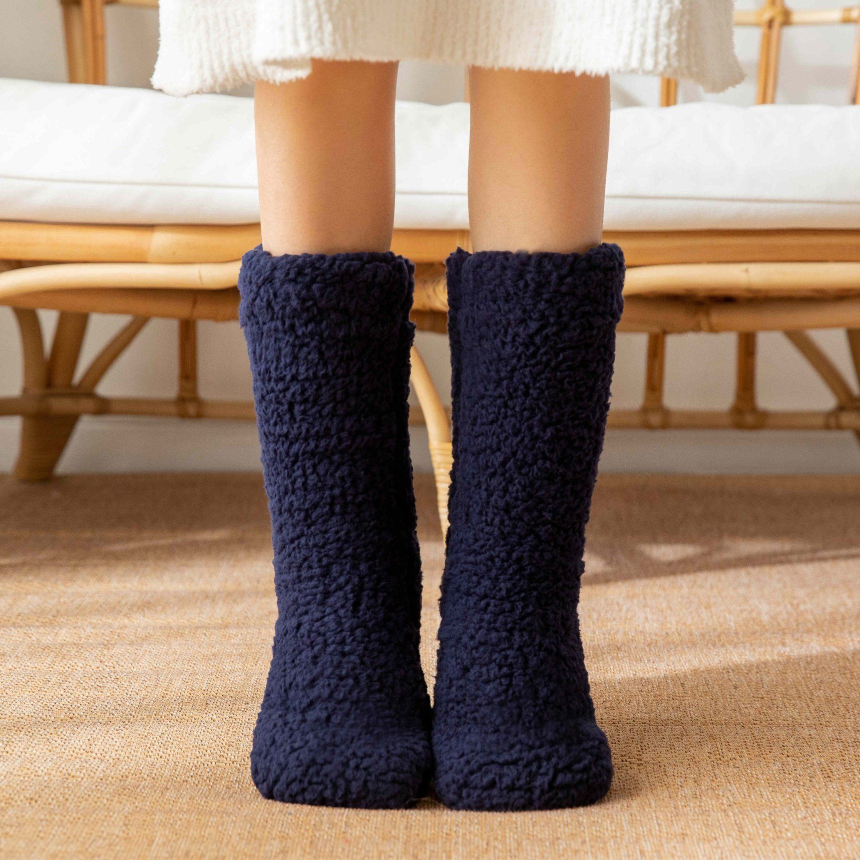 Solid Woman Solid Thick Plush Sherpa Non-Slip Socks Winter Cute Children Indoor Floor Socks Girl Socks for Winter