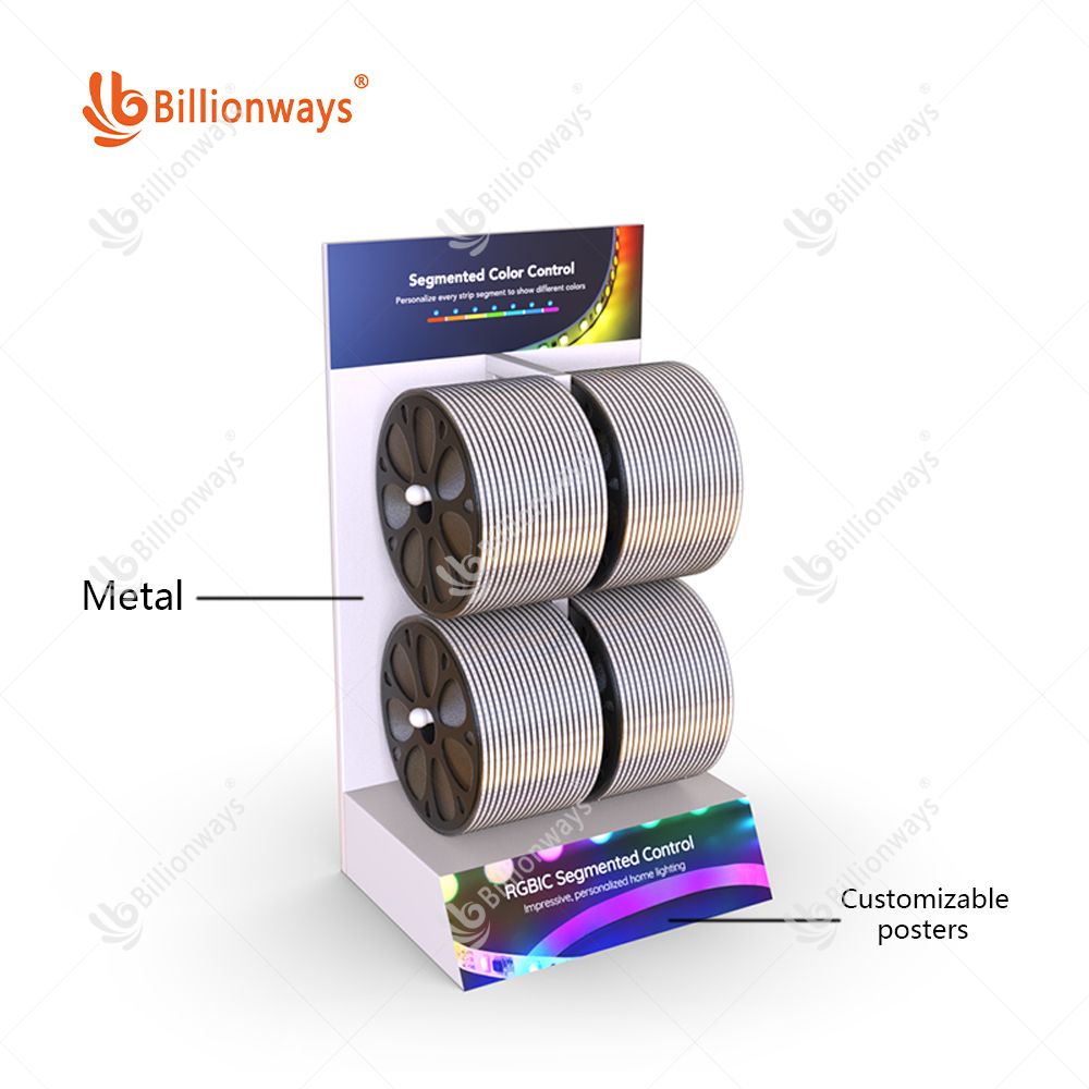 Customizable Metal LED Bulb Display Stand with LED Light Shelf