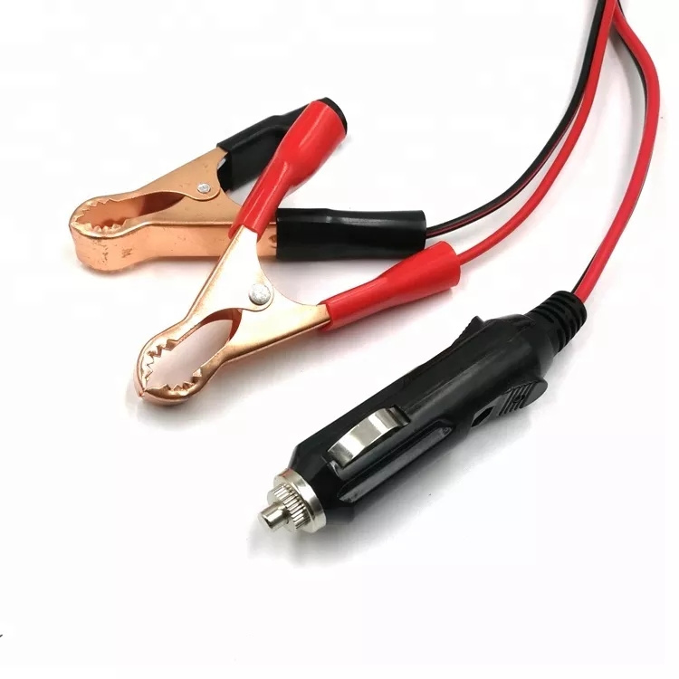 16AWG 18AWG Male Cigarette Lighter Socket Copper Conductor PVC Alligator Clips Charging Extension Cable Cord for Motorcycles