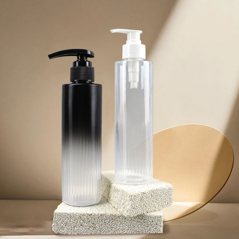 300ml White Black Color Gradient Pet Cosmetic Moisturizer Lotion Pump Bottles Packaging for Shampoo Conditioner