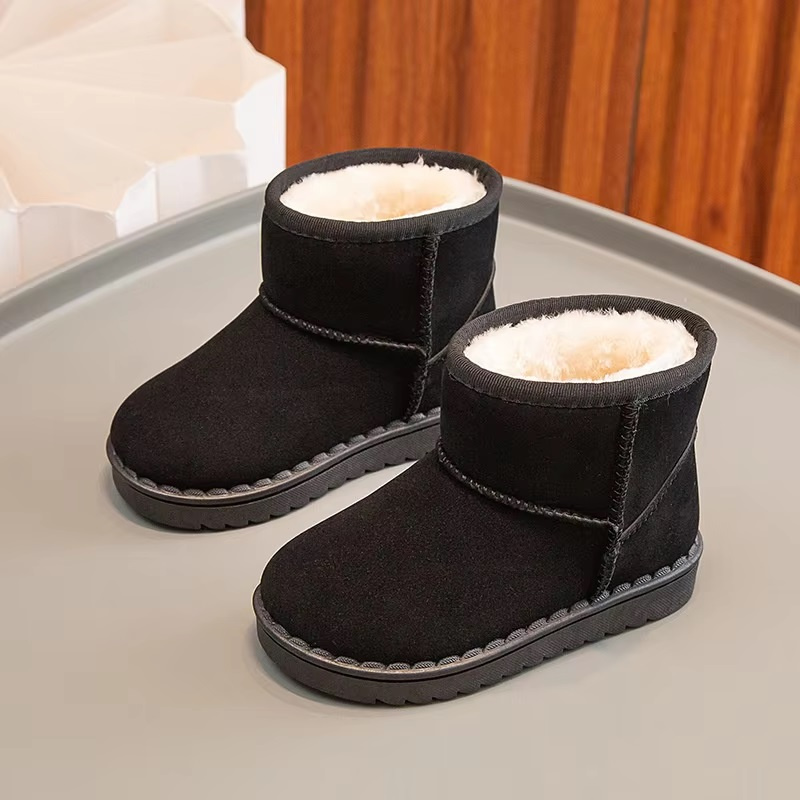 New Winter Children's Snow Boots with Fleece for Boys and Girls Ankle Boots Suede Cotton Shoes Large Children's Warm Shoes