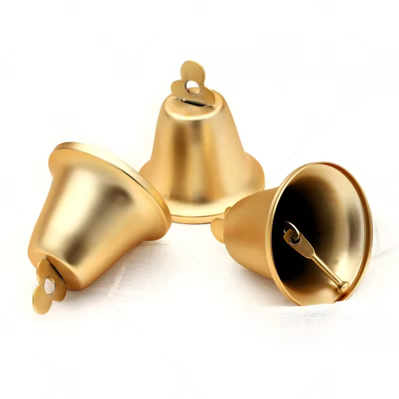 Frosted Gold Hand Bells 2pcs/bag Plated Metal Cow Bells For Wall Hanging Christmas Horn Bells Decor Sound Crisp And Loud