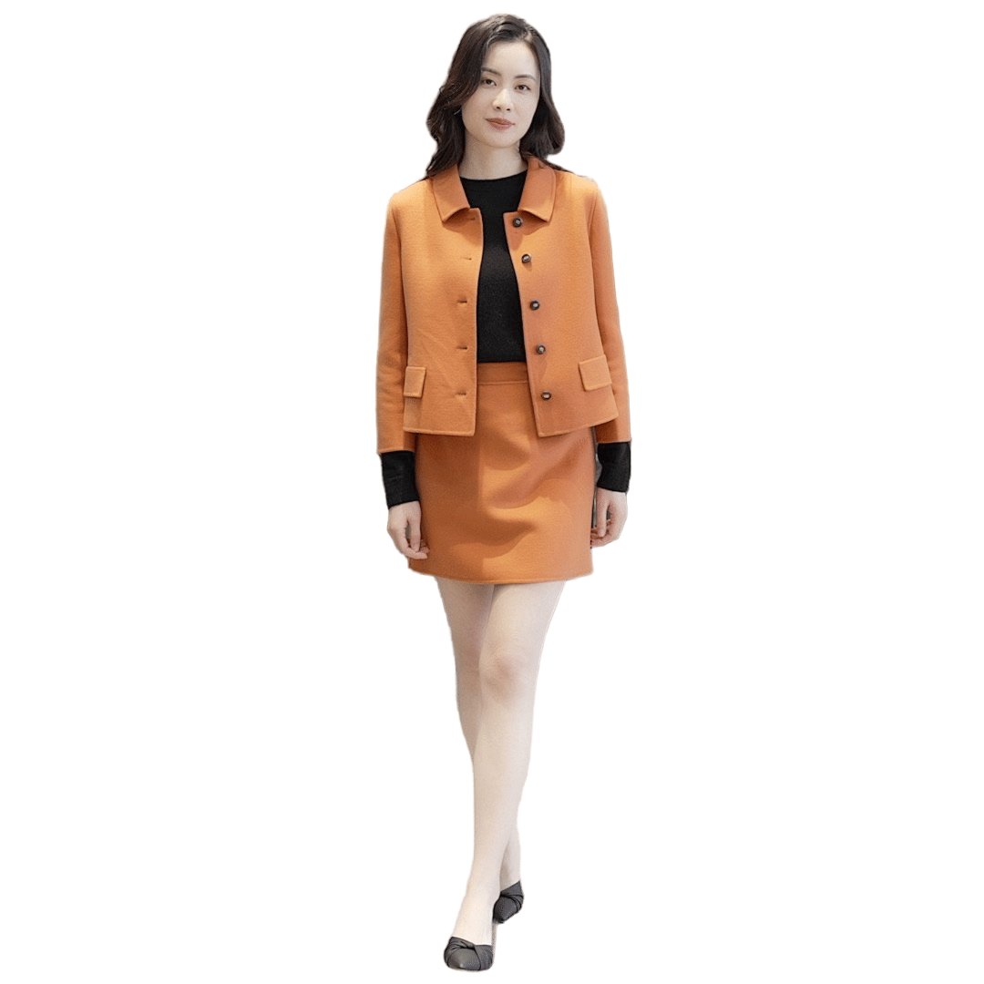 Women's Chic Merino Wool Cashmere Blazer with Polo Collar