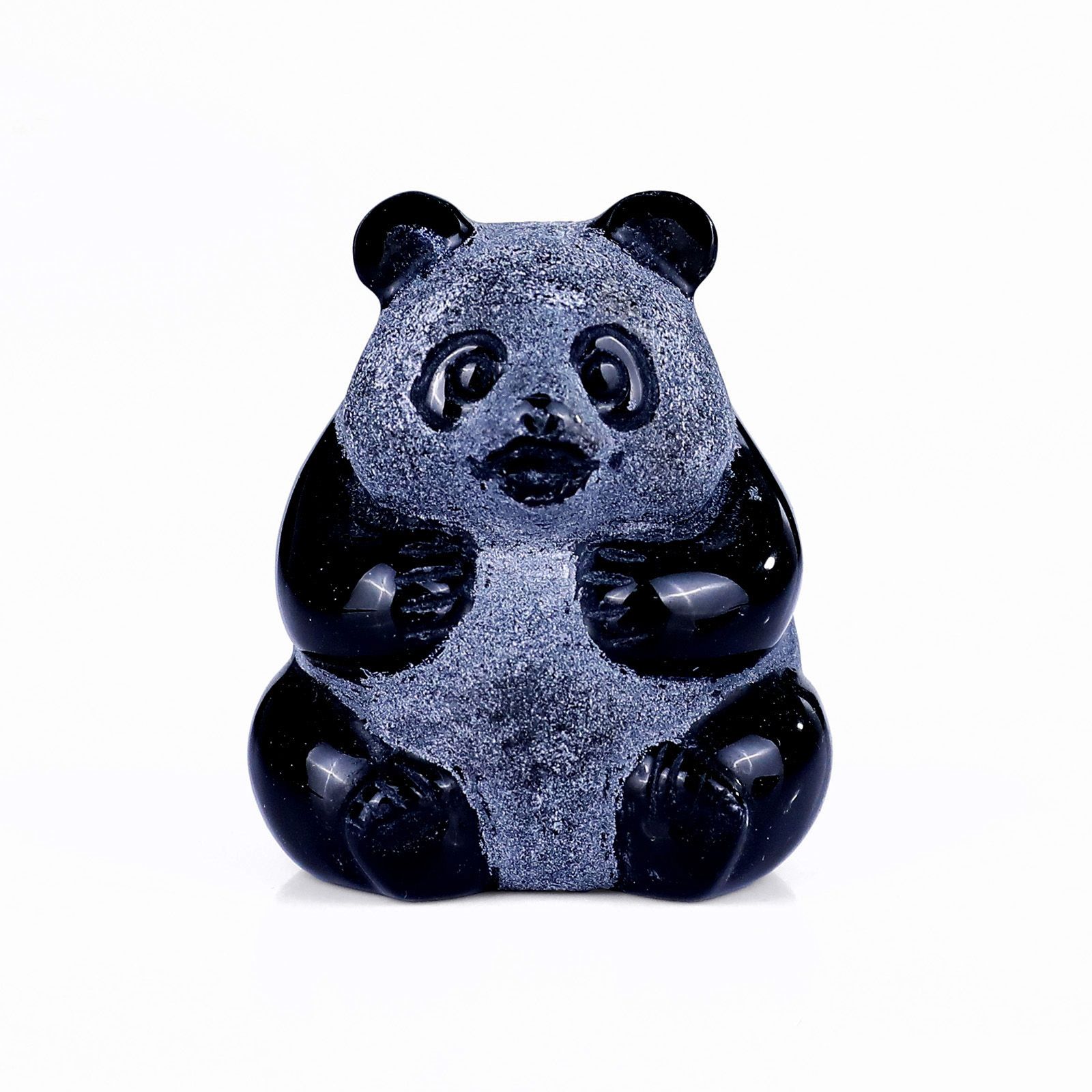 2 inch Black Obsidian Sitting Panda Hand-Carved Natural Crystal Mini Sculpture