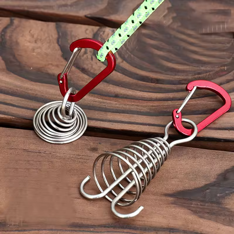 1pcs Aluminum Alloy Spring Octopus Deck Peg Carabiner Hook Durable Rope Buckle Tent Board Peg Camping Hiking 7.5x3.5cm Wholesale