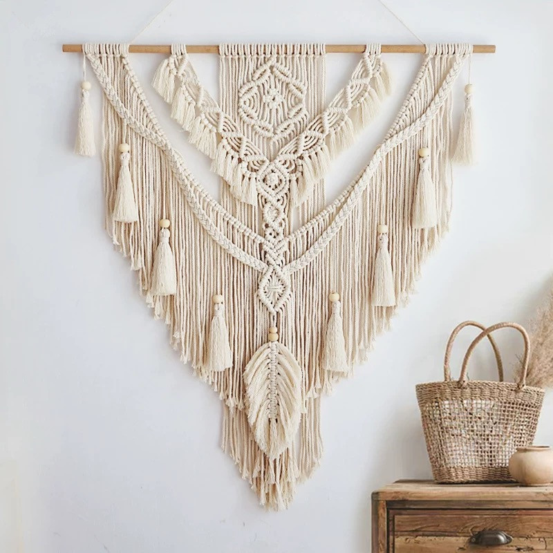 Boho Minimalist Wedding Backdrop Decorative Tapestry Macrame Wall Hanging Decor Art Wall Hangings for Home Decorations