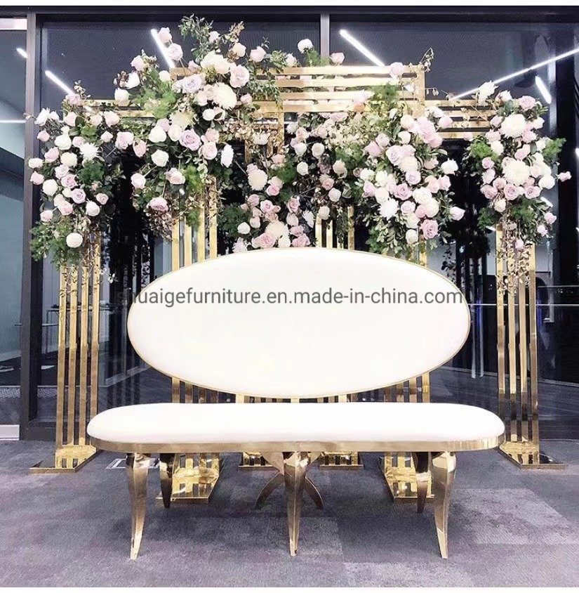 Events Furniture Wedding Decor Gold Square Shape Stainless Steel Metal Arch Backdrop