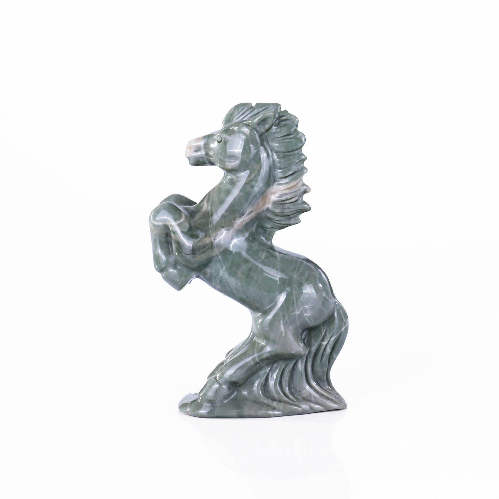 Natural Kowloon Jade Horse Figurine Hand Crafted Mini Sculpture
