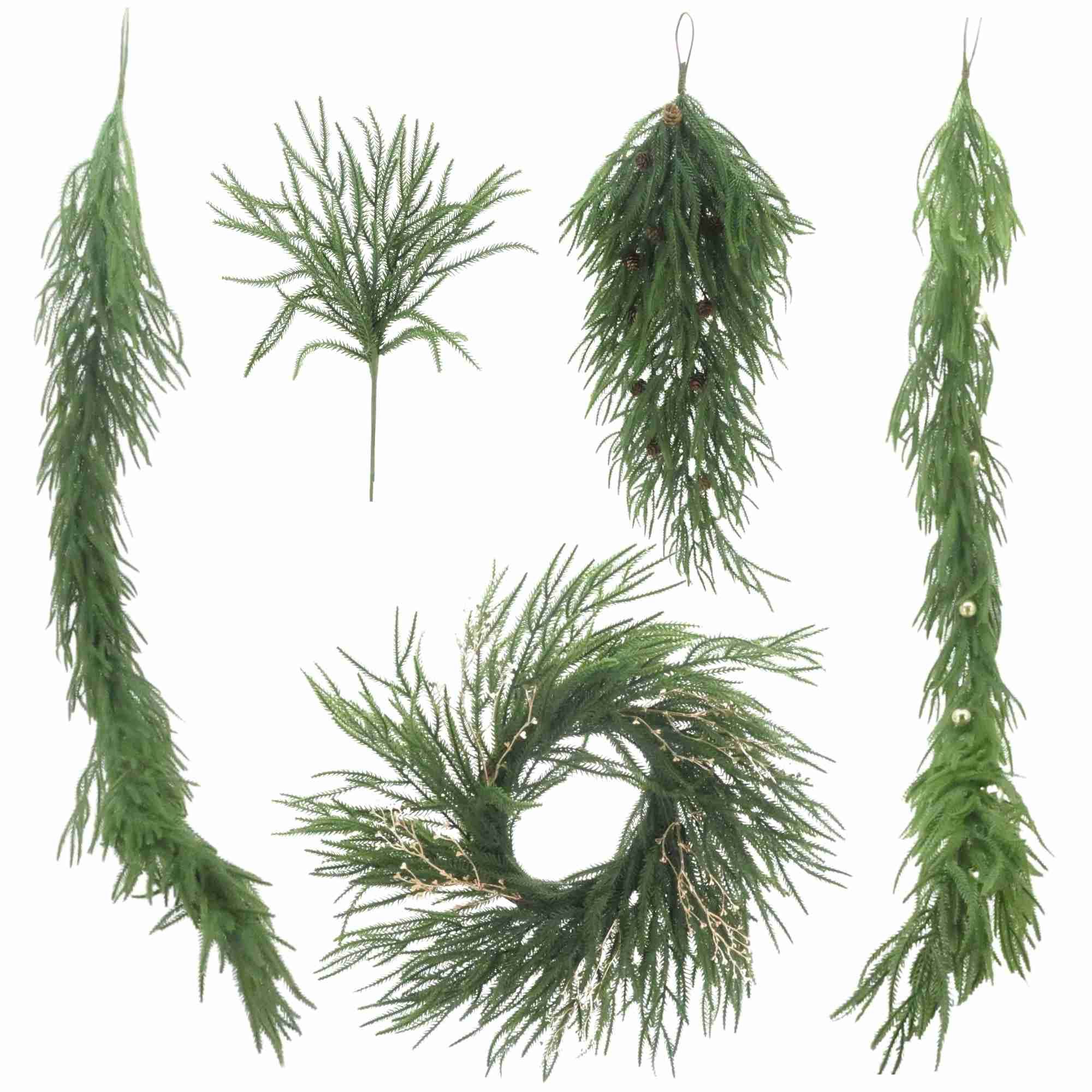Bulk Deluxe Norfolk Pine Table Centerpiece Garland Wreath Home Christmas Decoration