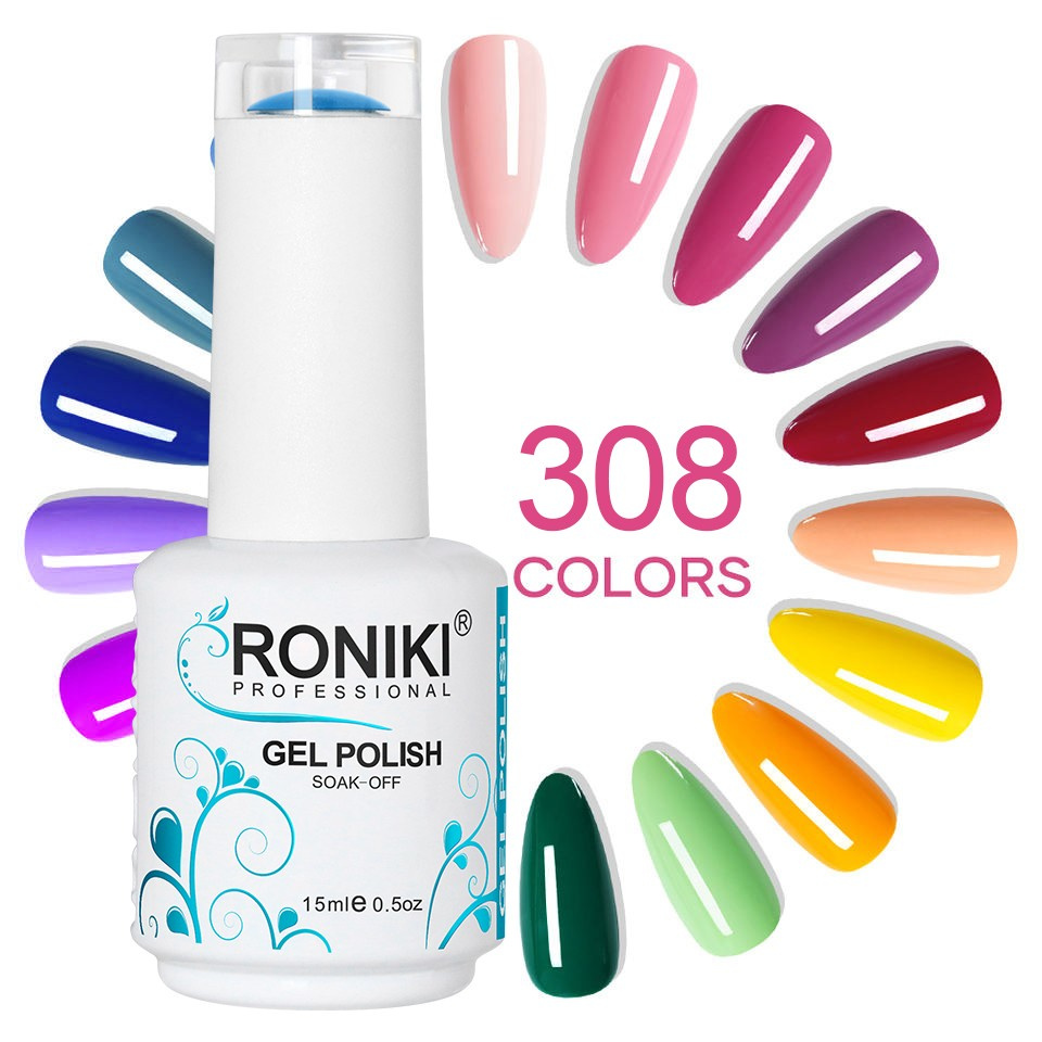 Roniki New Hot Sale Nail Gel Polish Collection 308 Colors/Kit UV Neon Gel Polish