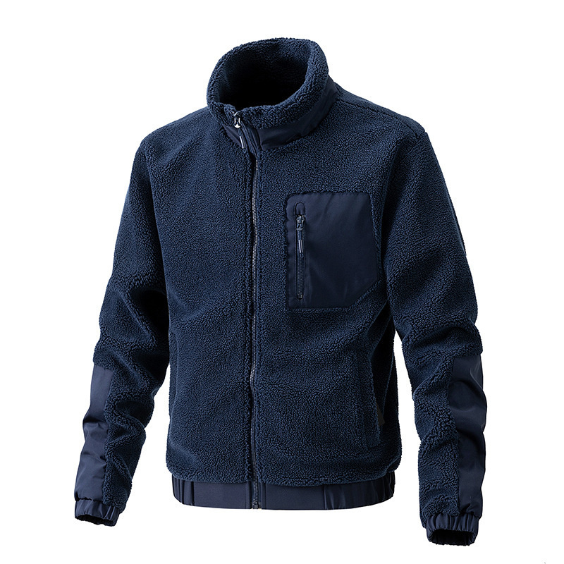 Lamb Velvet Jacket with Chest Pocket, Polar Fleece Outdoor, Leisure Cardigan Men's Coat