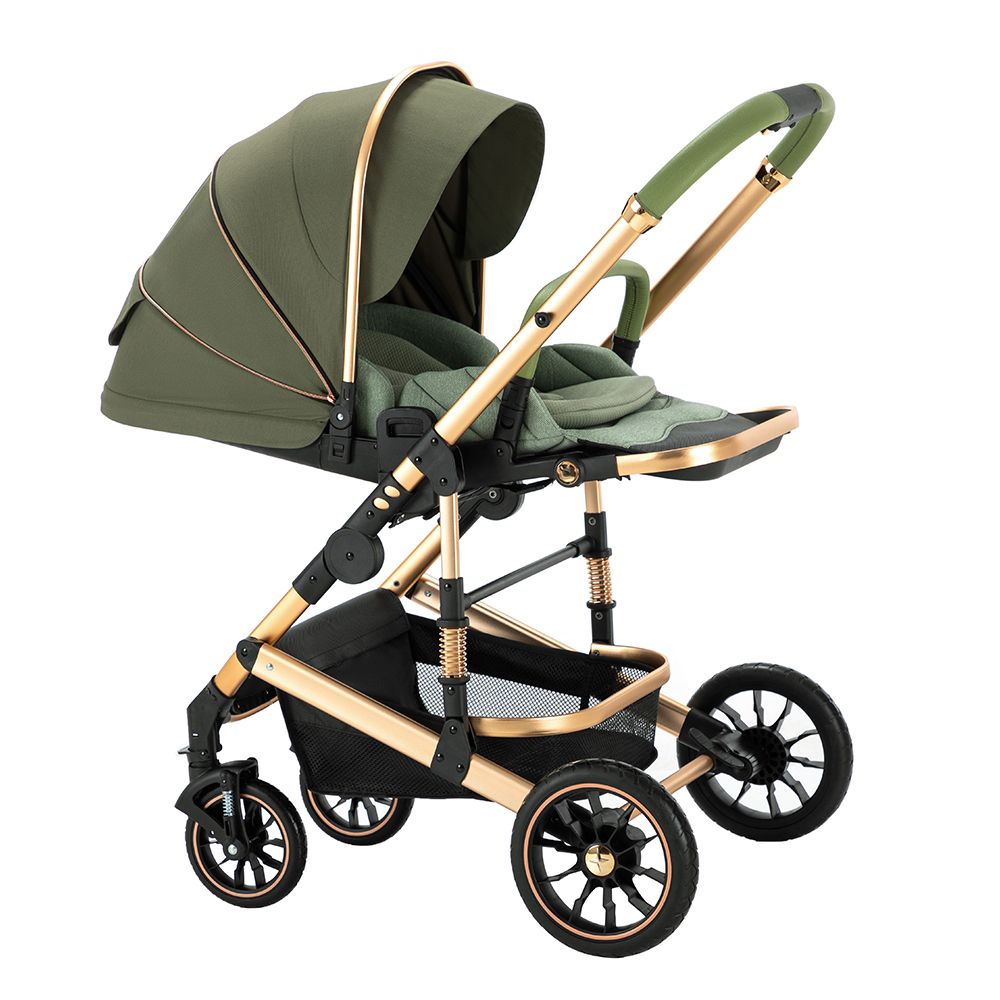 2024 New Leather Handle One Button Folding Baby 3 in 1 Stroller