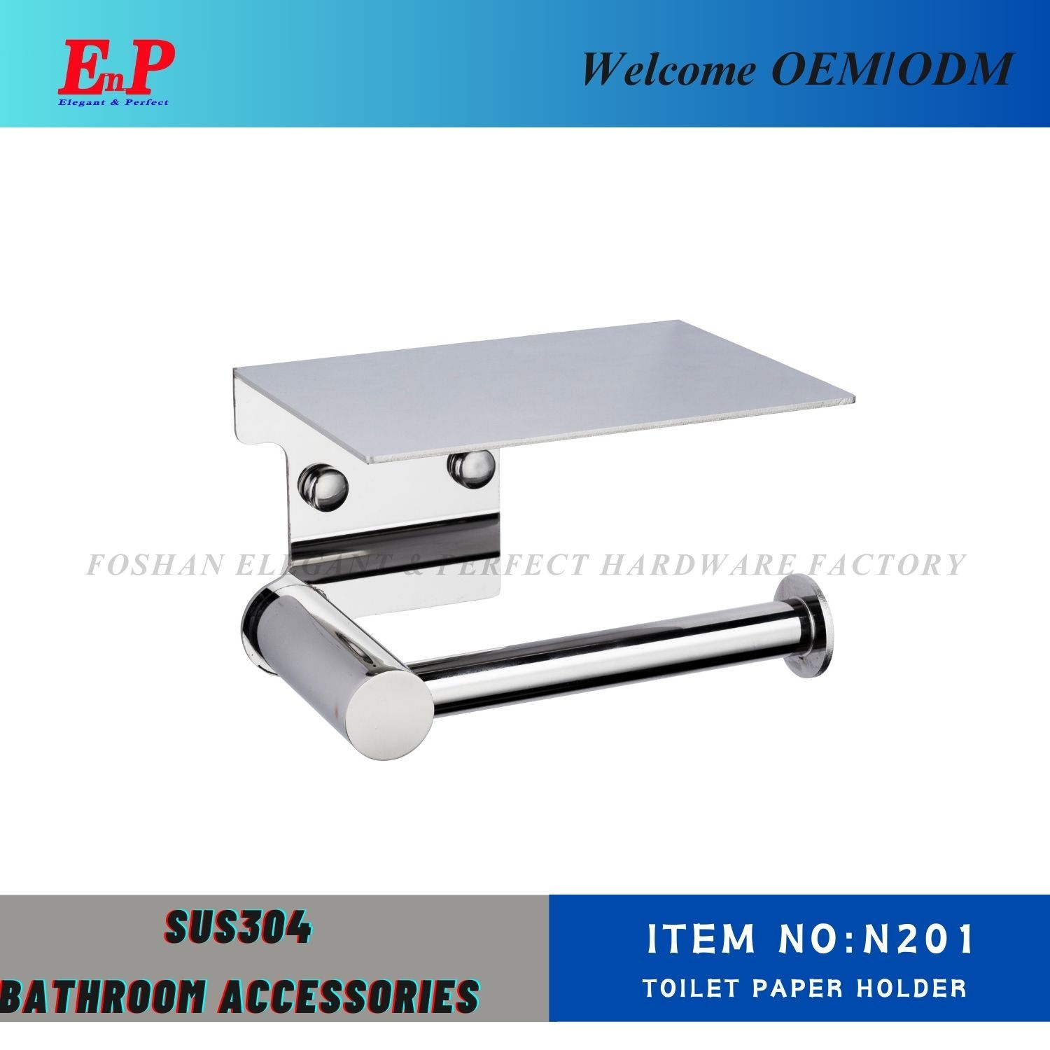 Enp Bathroom Accessories Stainless Steel Toilet Roll Holder with Phone Holder Black Toilet Paper Holder